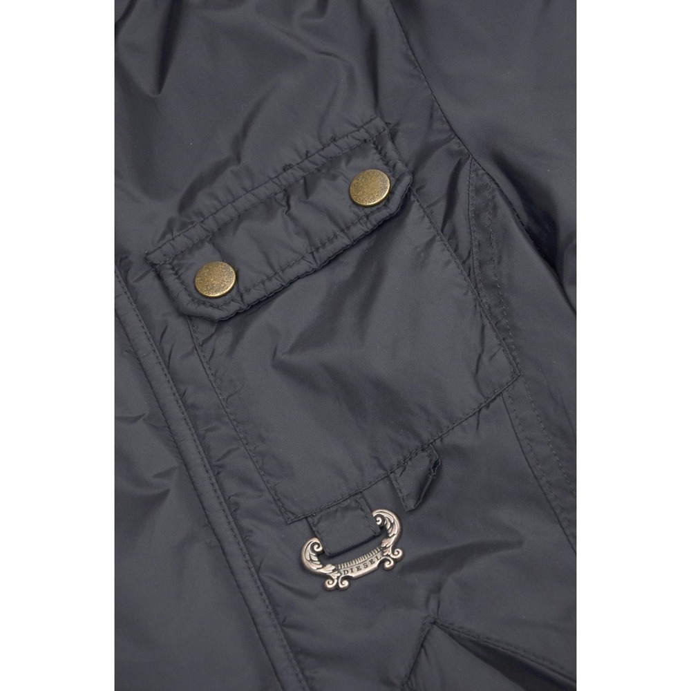 VTG Diesel Womens Black Bomber Jacket L Buckle Collar Zip Front - Picture 8 of 12